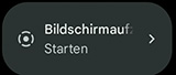 Schaltfläche der Bildschirmaufnahme bei Android 14, Punkt umgeben von unterbrochenem Kreis und abgeschnittener Text: "Bildschirmauf starten"